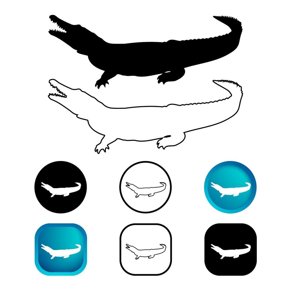 Abstract Crocodile Animal Icon Set vector