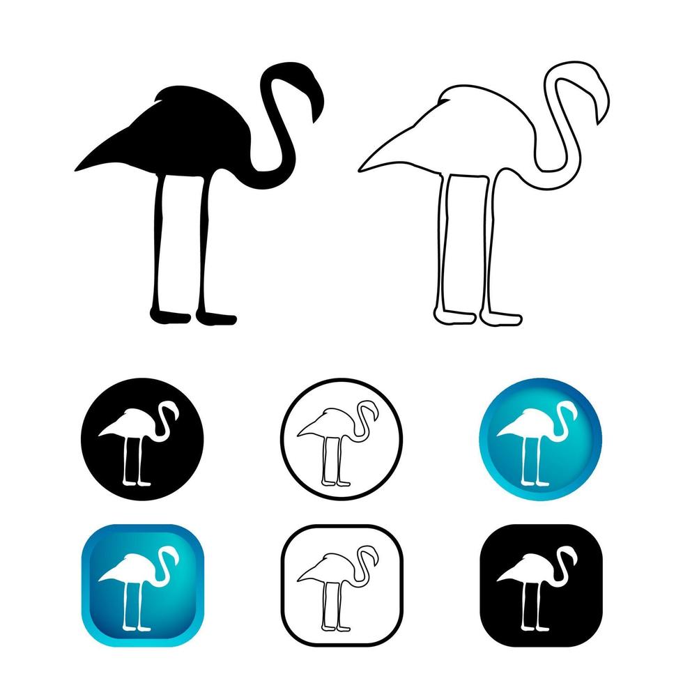 Abstract Flamingo Animal Icon Set vector