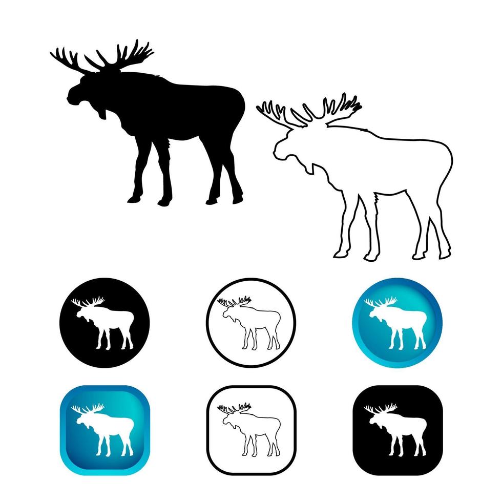 Abstract Moose Animal Icon Set vector