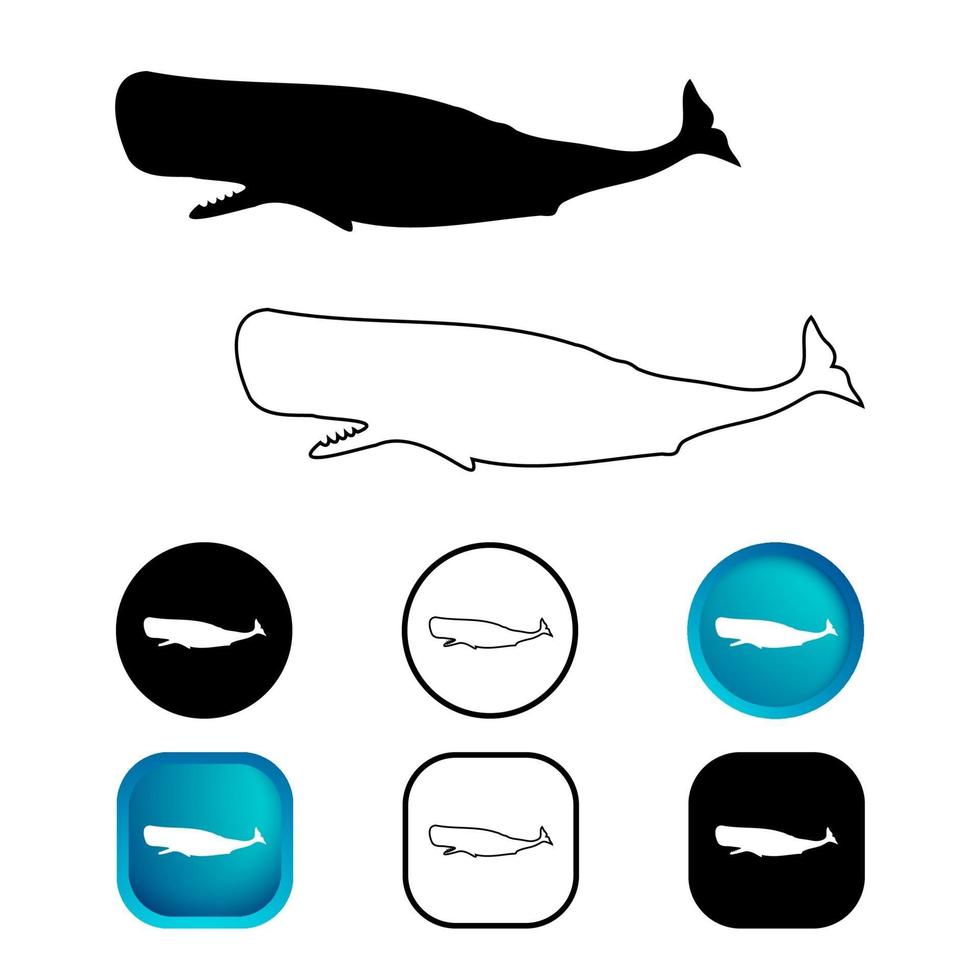 Conjunto de iconos de ballena de esperma abstracto vector