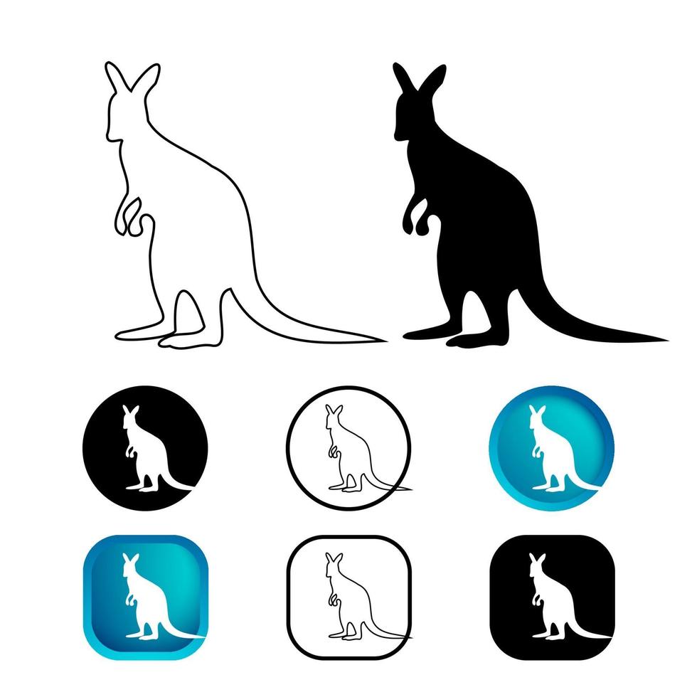 Abstract Kangaroo Animal Icon Set vector