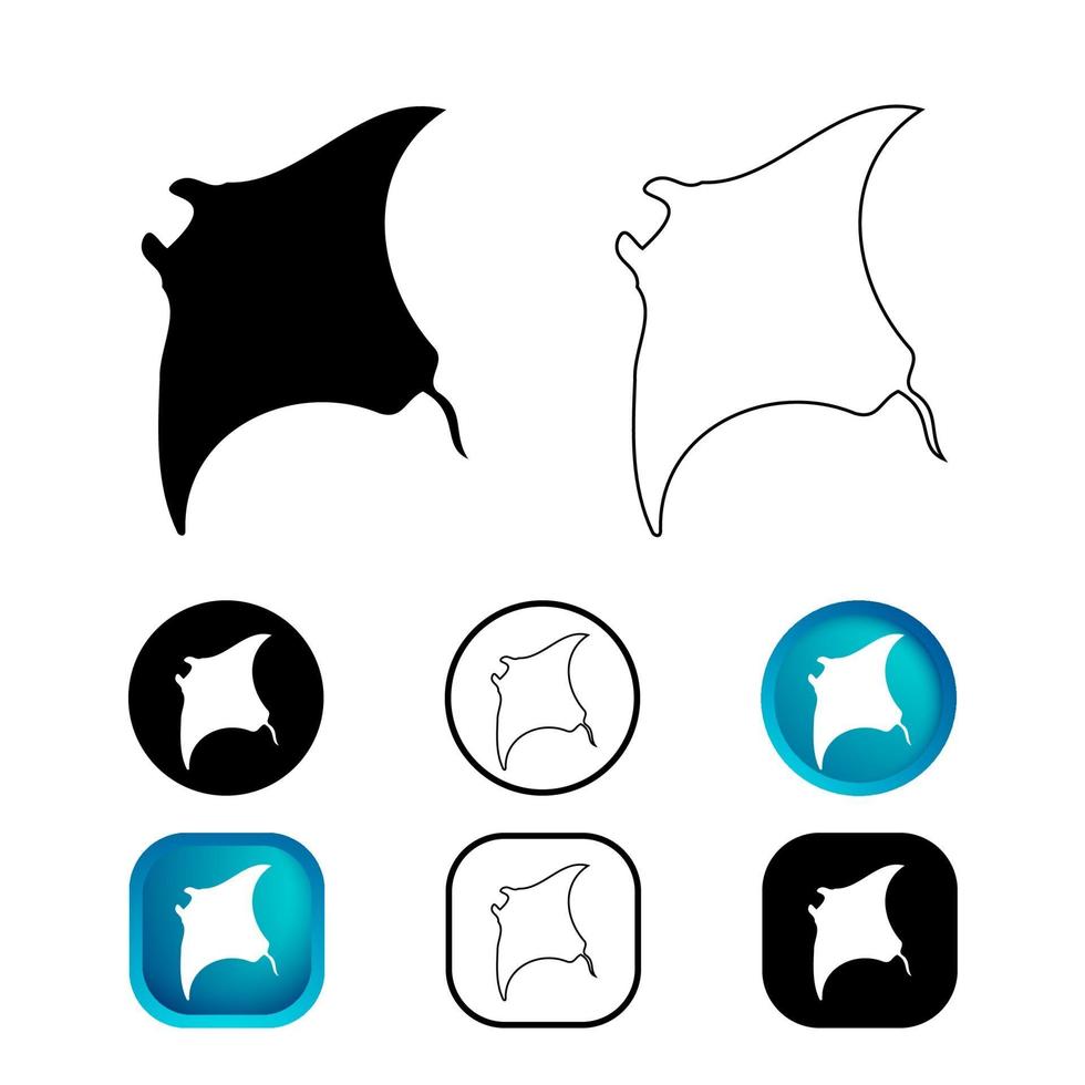 conjunto de iconos de manta ray abstracto vector