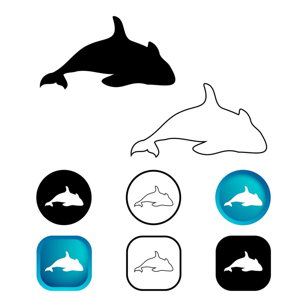 Conjunto de iconos de animales orca abstracta vector