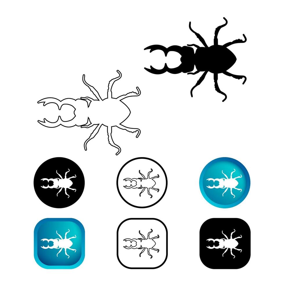 Conjunto de iconos de insectos escarabajo ciervo abstracto vector