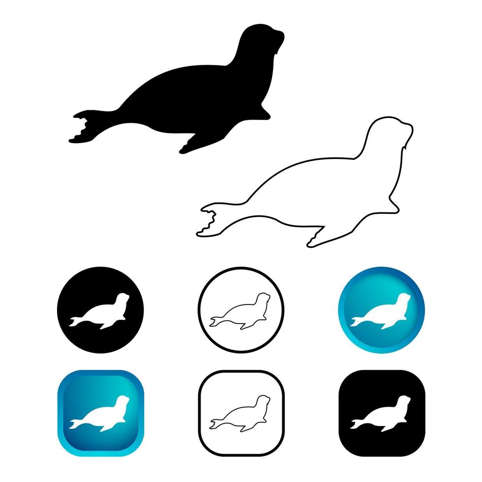 Conjunto de iconos de leones marinos abstractos vector
