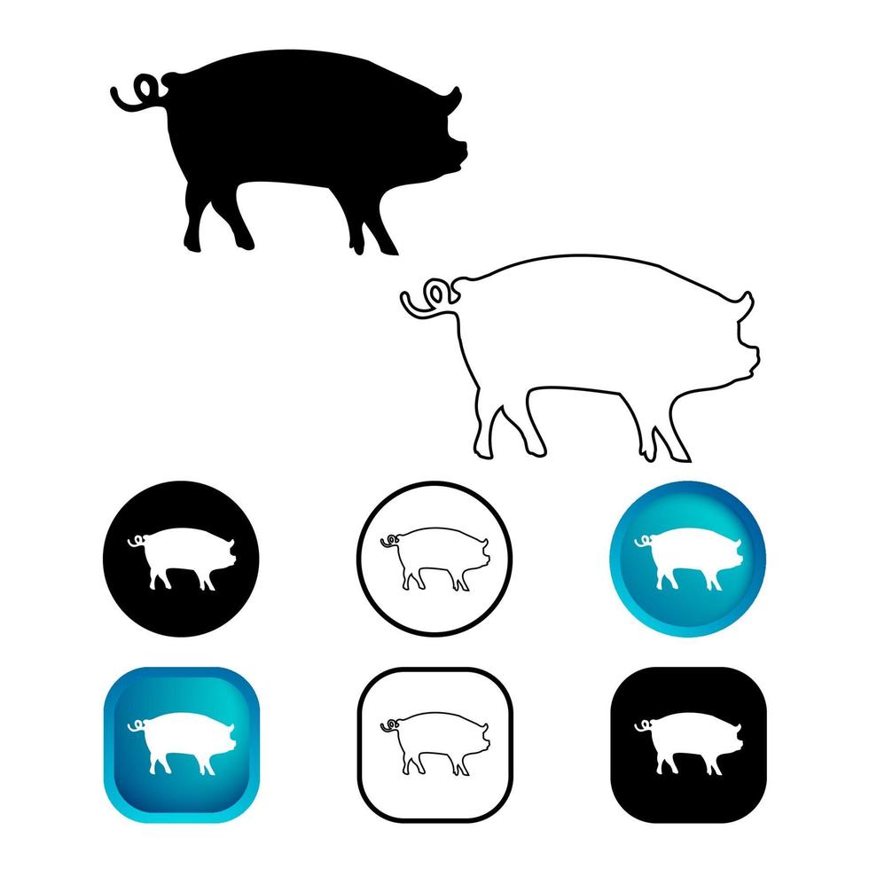 Abstract Pig Animal Icon Set vector