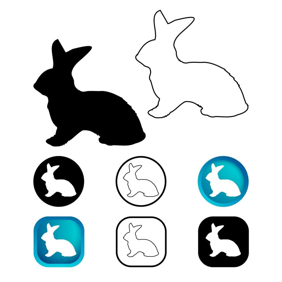 Conjunto de iconos de animales de conejo abstracto vector