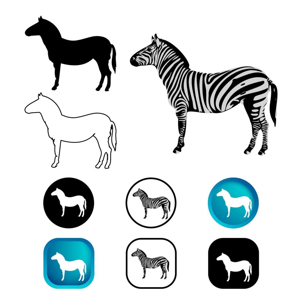 Conjunto de iconos de animales cebra abstracta vector