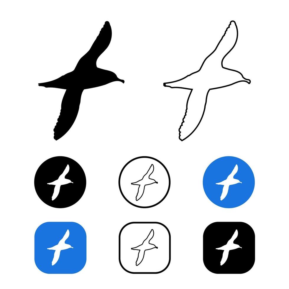 Albatross Bird Animal Icon Set vector