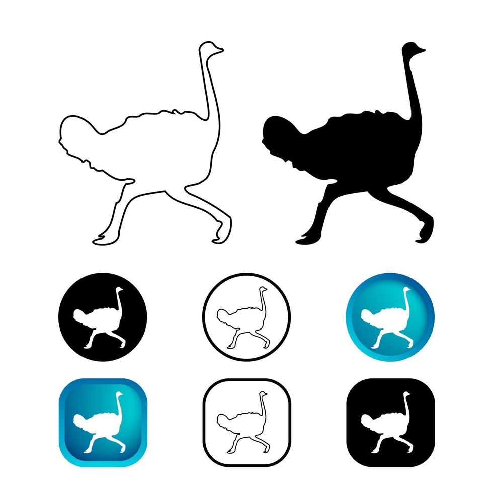 Abstract Ostrich Bird Icon Set vector