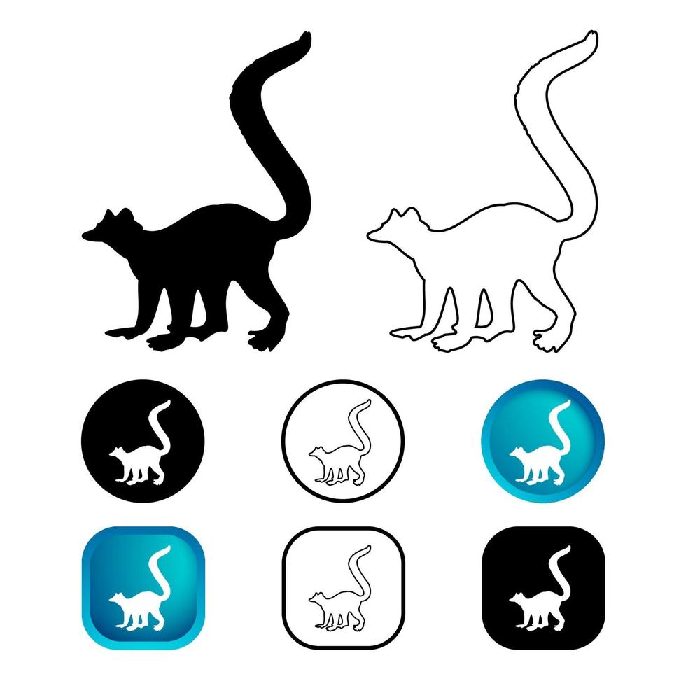 Conjunto de iconos de animales lémur abstracto vector