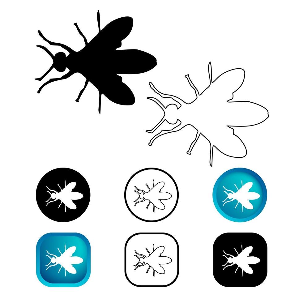 Conjunto de iconos de insectos avispa abstracta vector