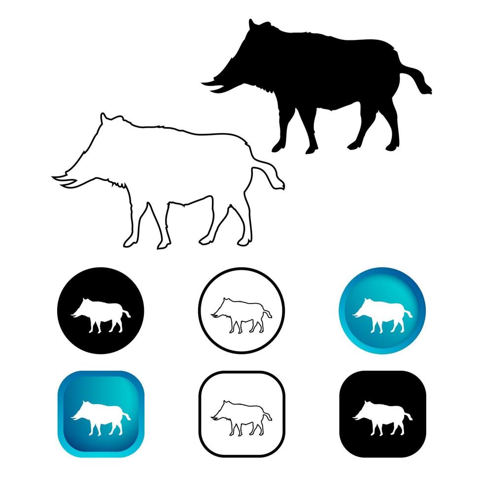 Abstract Wild Boar Animal Icon Set vector