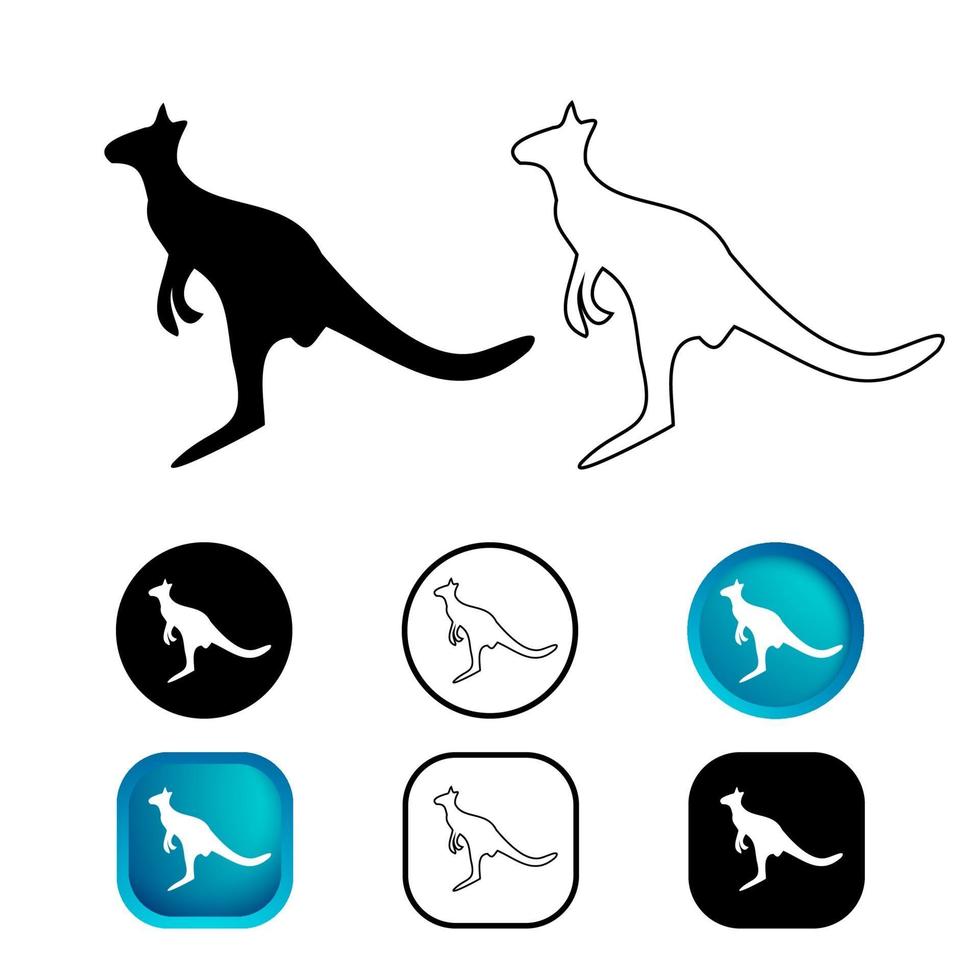 Abstract Wallaby Mammal Icon Set vector