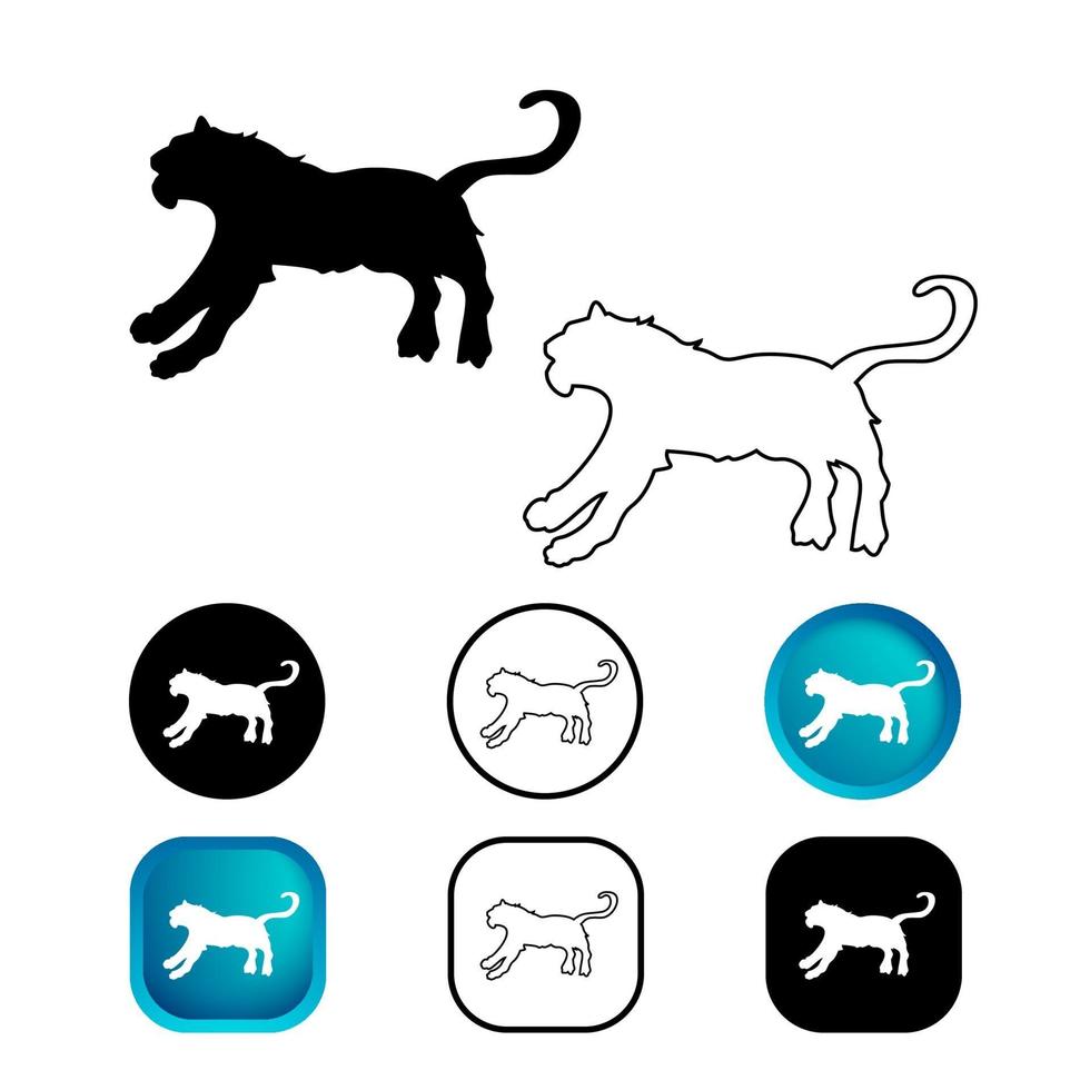 Conjunto de iconos de animales tigre abstracto vector