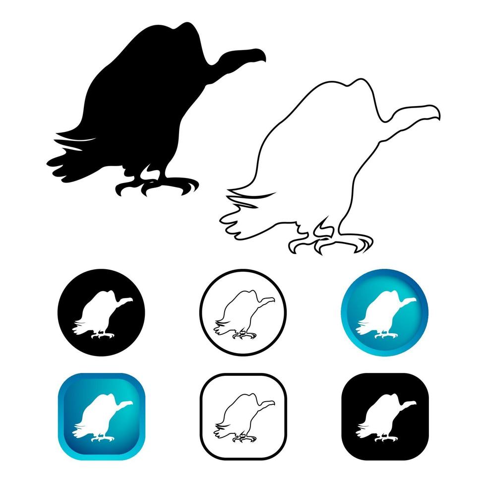 Conjunto de iconos de pájaro buitre abstracto vector