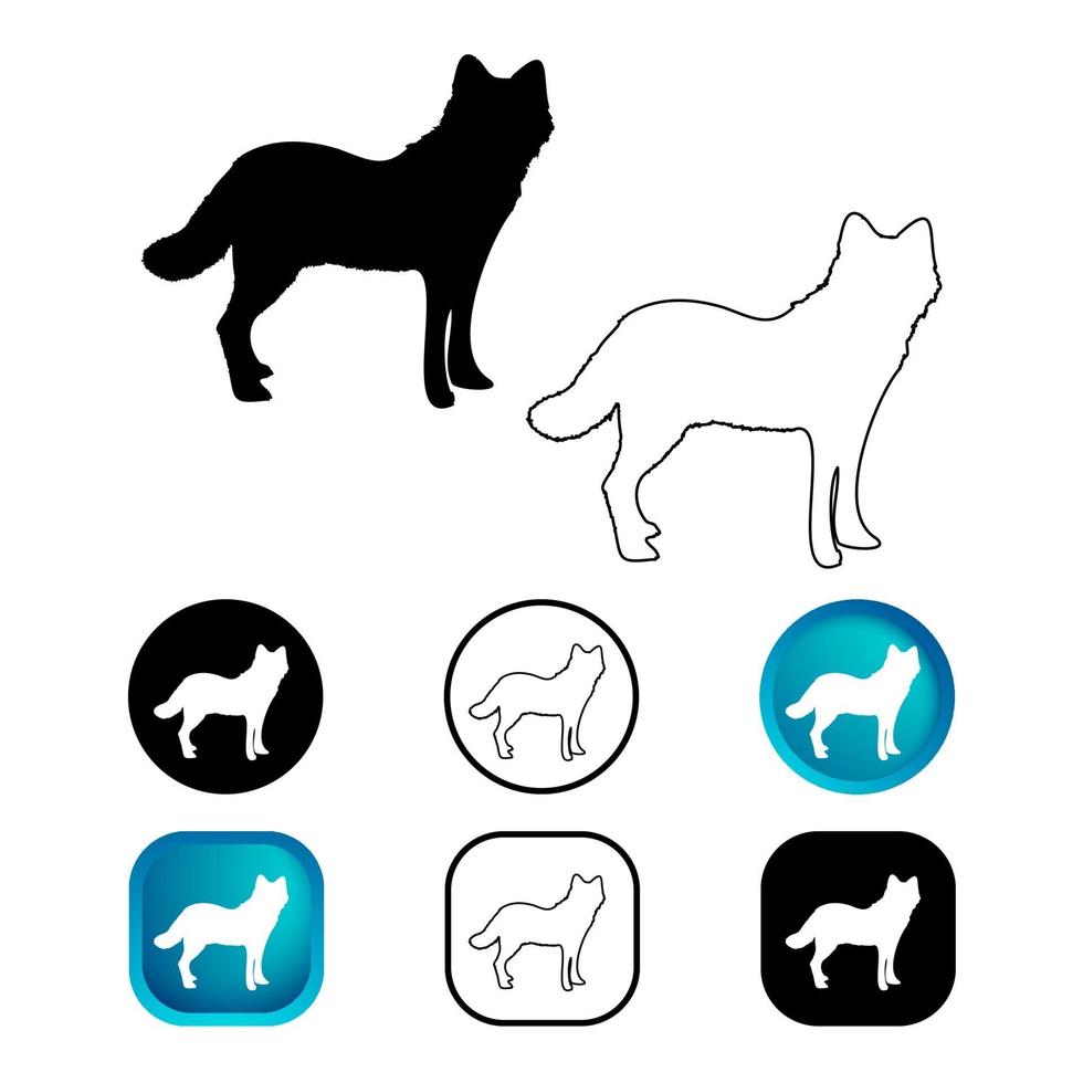 Conjunto de iconos de animales lobo abstracto vector