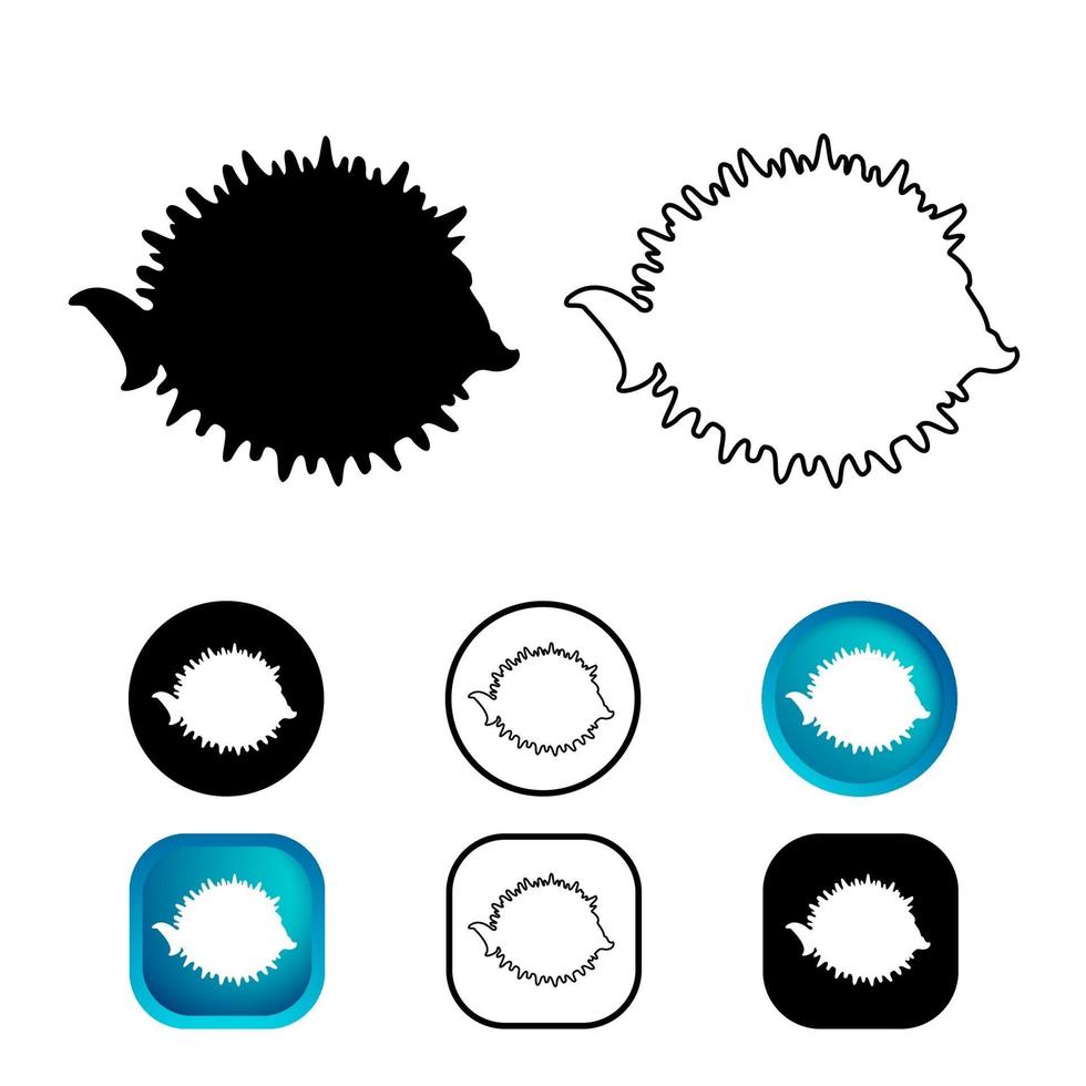 Abstract Balloonfish Animal Icon Set vector