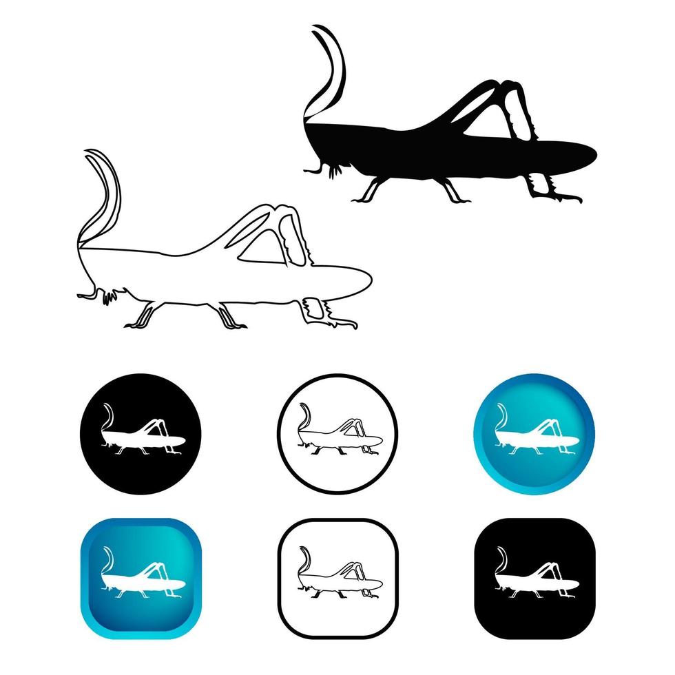 Abstract Grasshopper Insect Icon Set vector