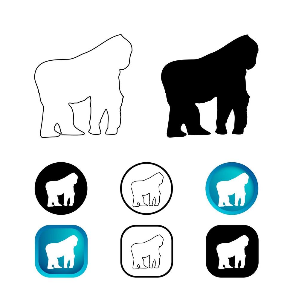 conjunto de iconos de animales gorila abstracto vector