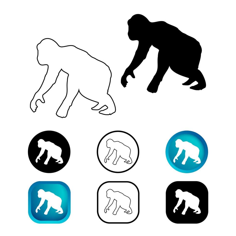 Abstract Chimpanzee Animal Icon Set vector