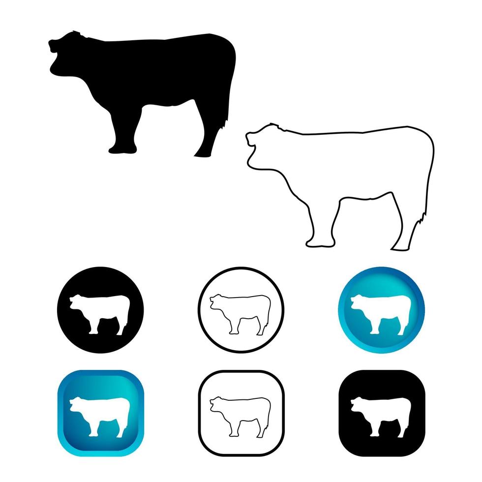 Abstract Cow Animal Icon Set vector
