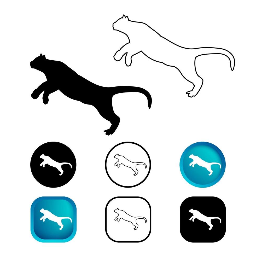 Conjunto de iconos de animales de puma abstracto vector