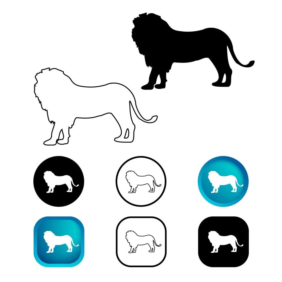 Conjunto de iconos de animales de león abstracto vector