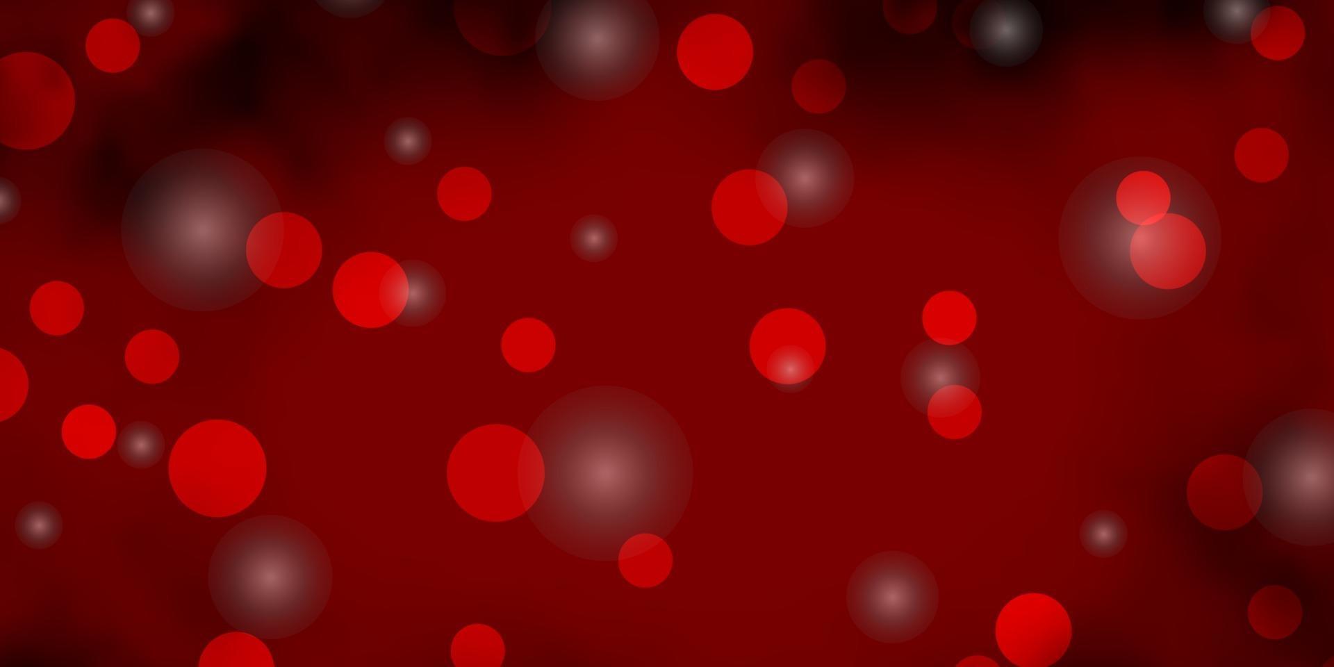 Dark Red vector layout with circles, stars.