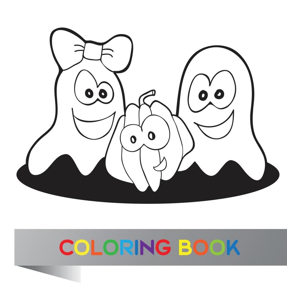 Coloring book Halloween - vector illustration with fanny characters