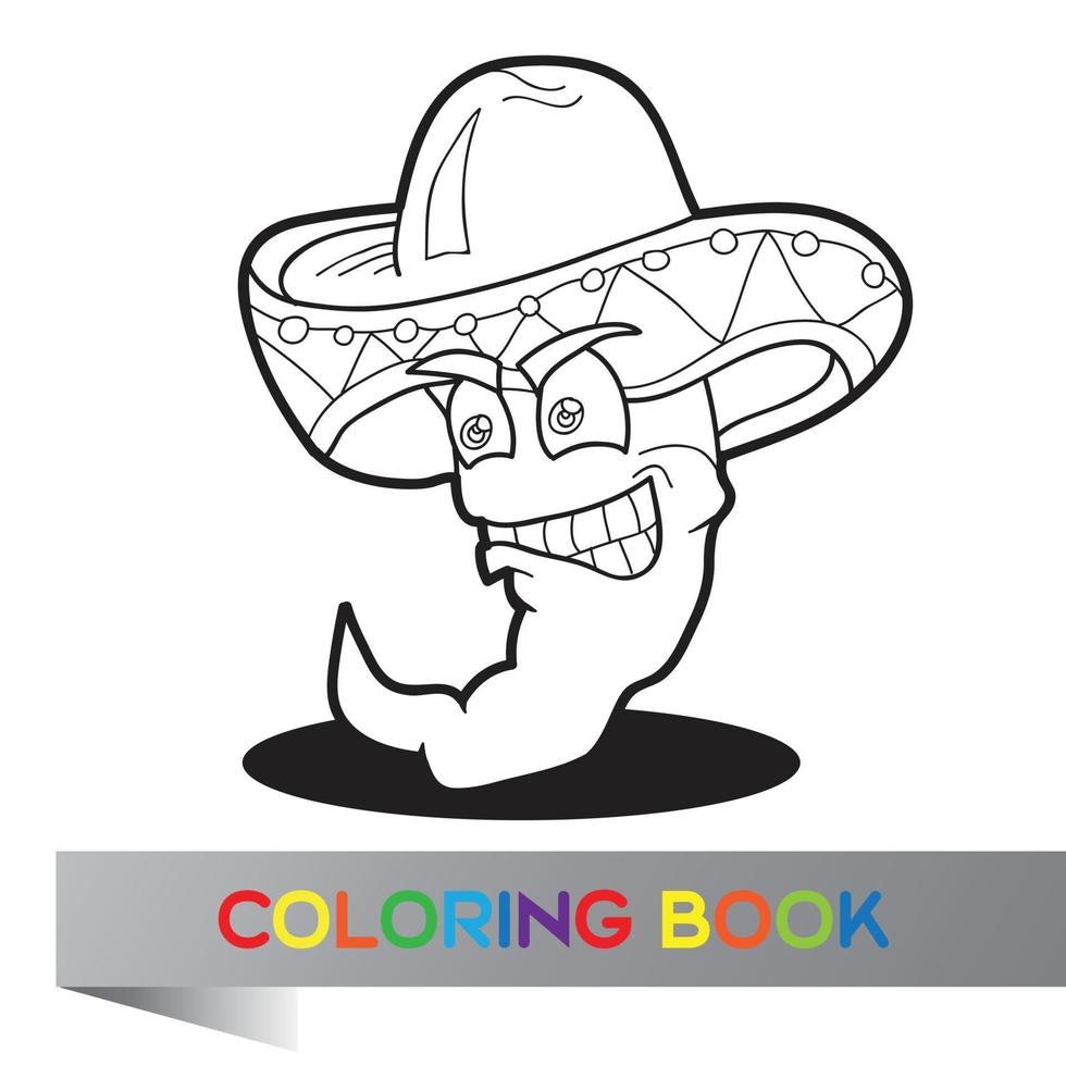 Libro para colorear con pimienta mexicana - ilustración vectorial vector