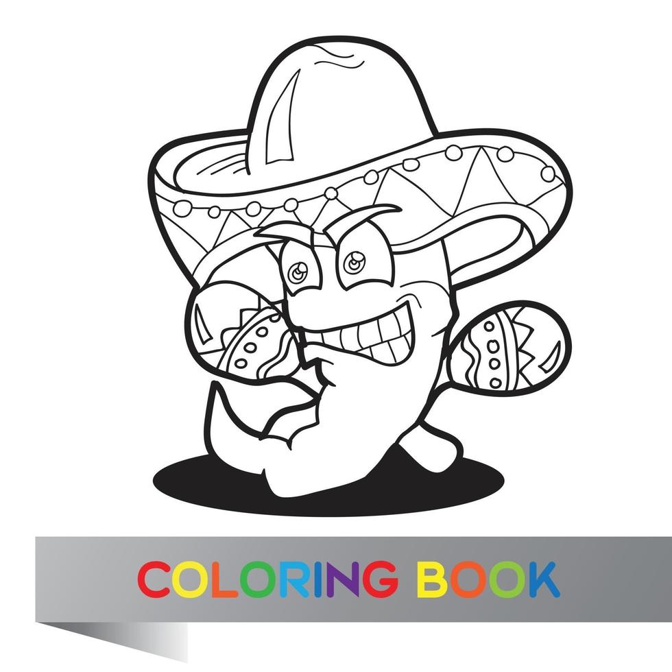 Coloring book with Mexican pepper - vector illustration
