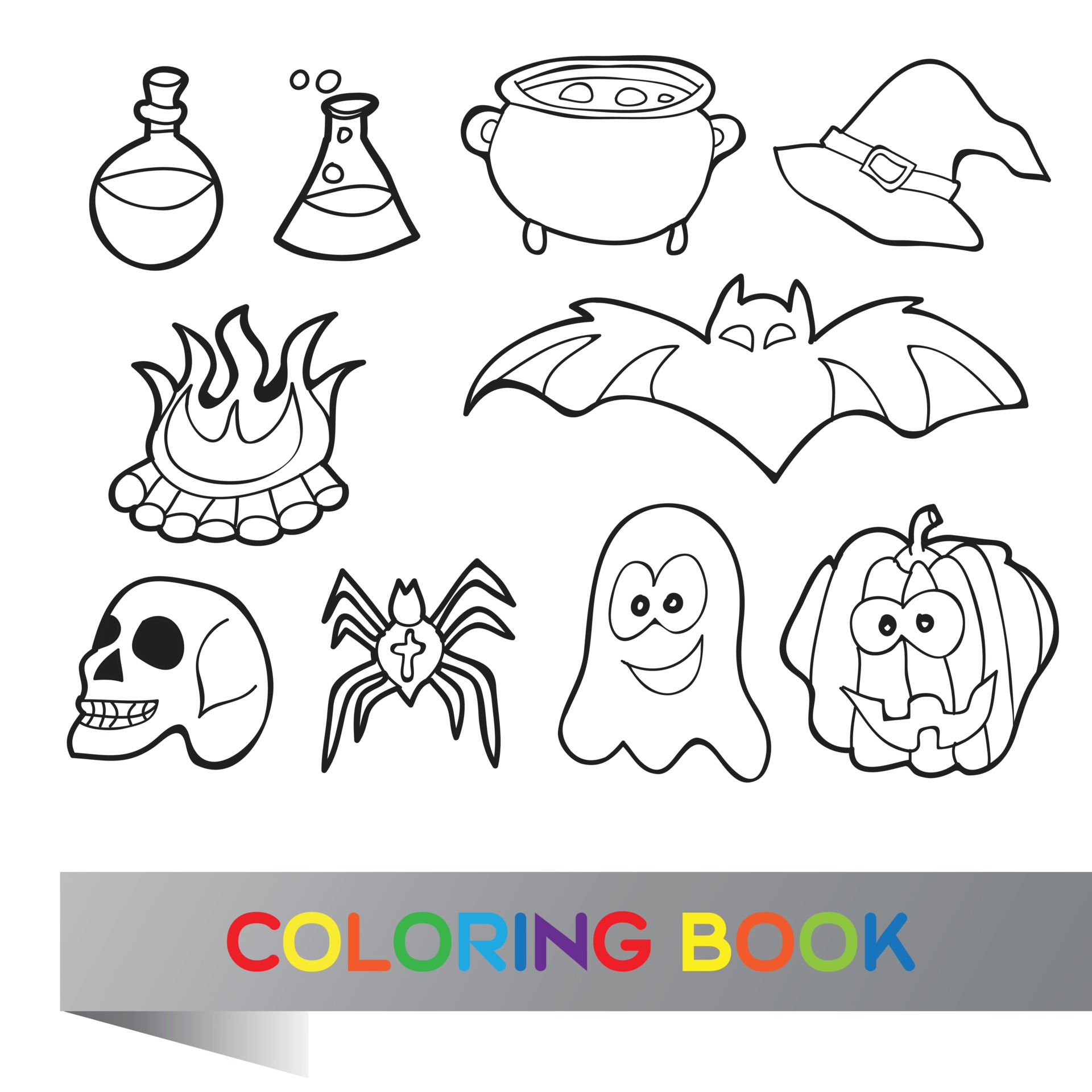 Coloring book Halloween - vector illustration with fanny characters ...