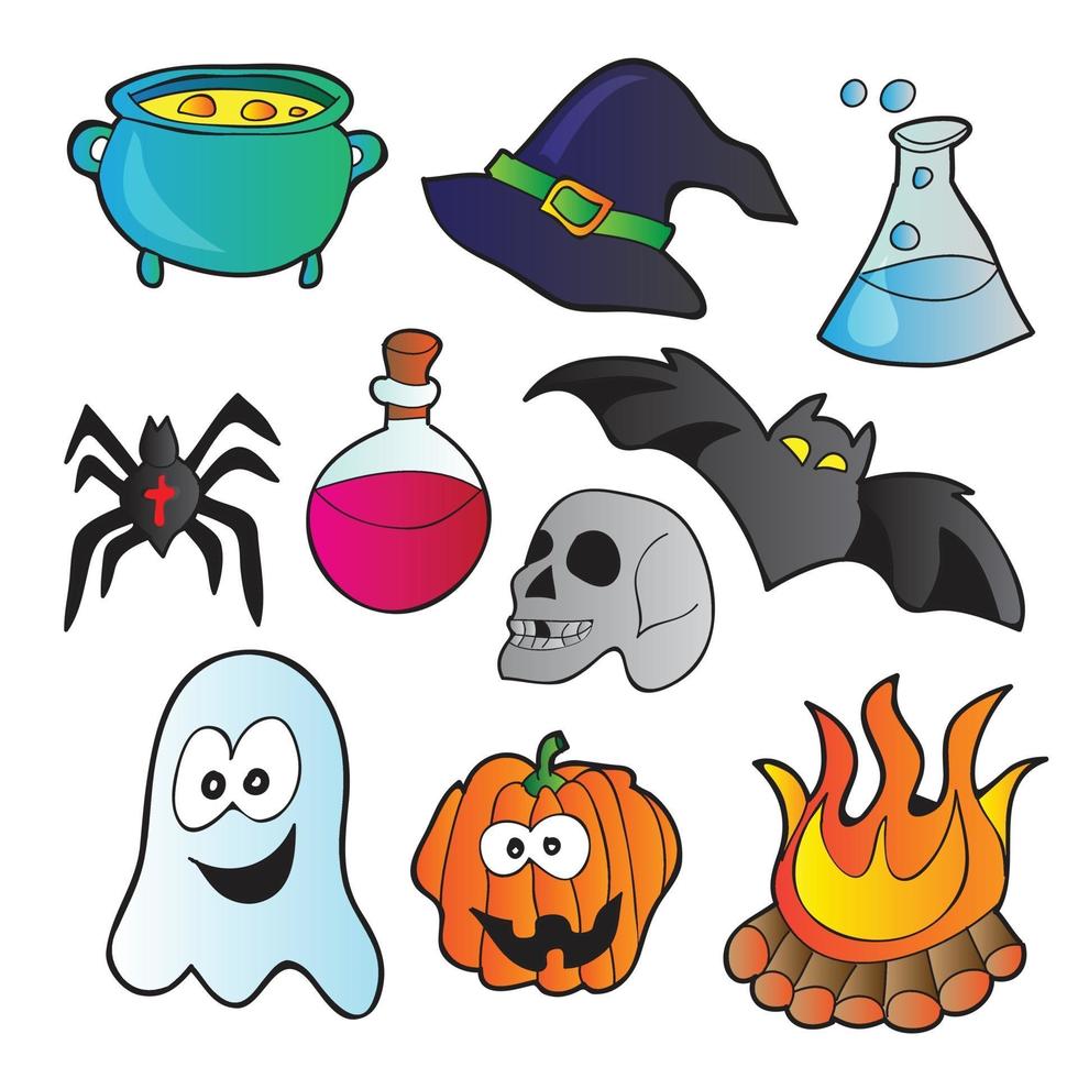 Halloween set - vector illustration with funny pictures