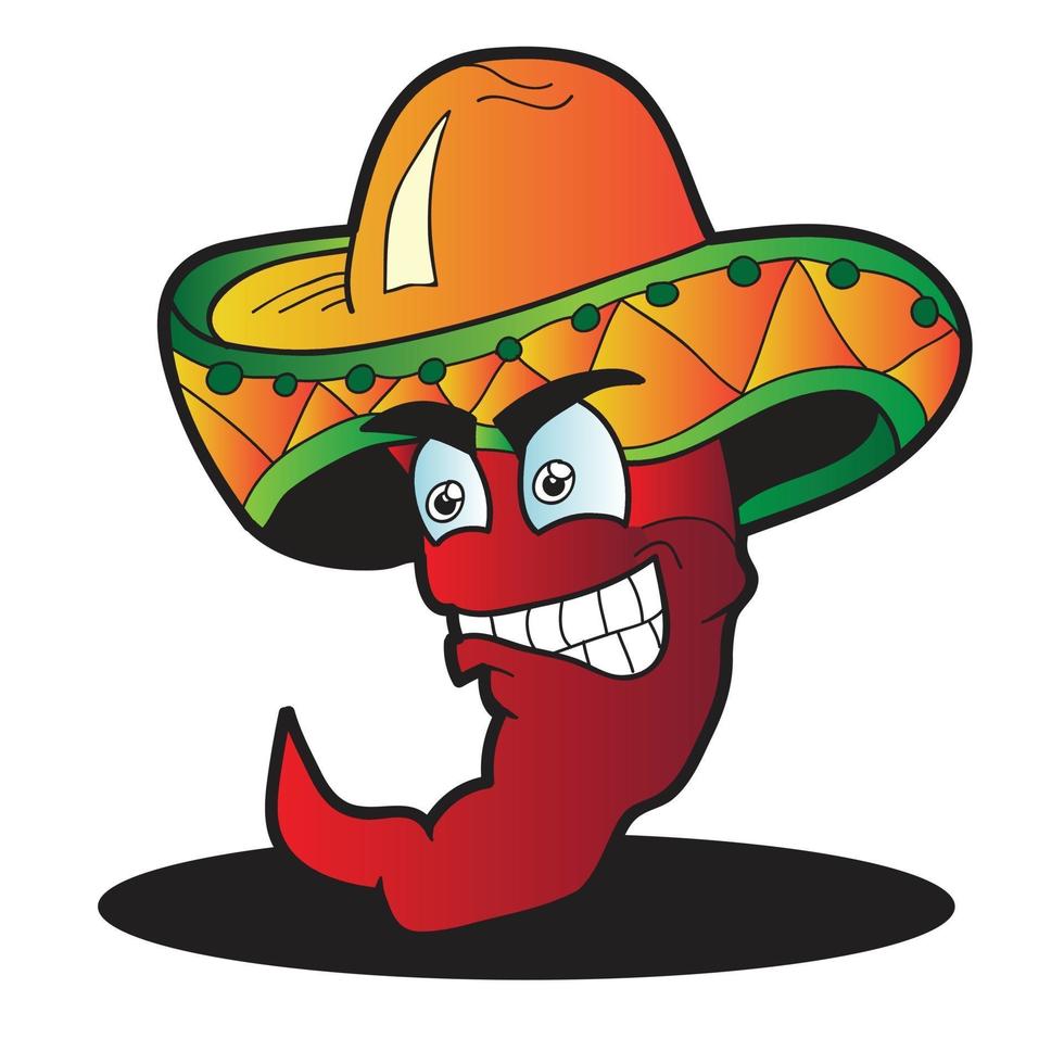 Personaje de dibujos animados de pimienta mexicana - ilustración vectorial vector