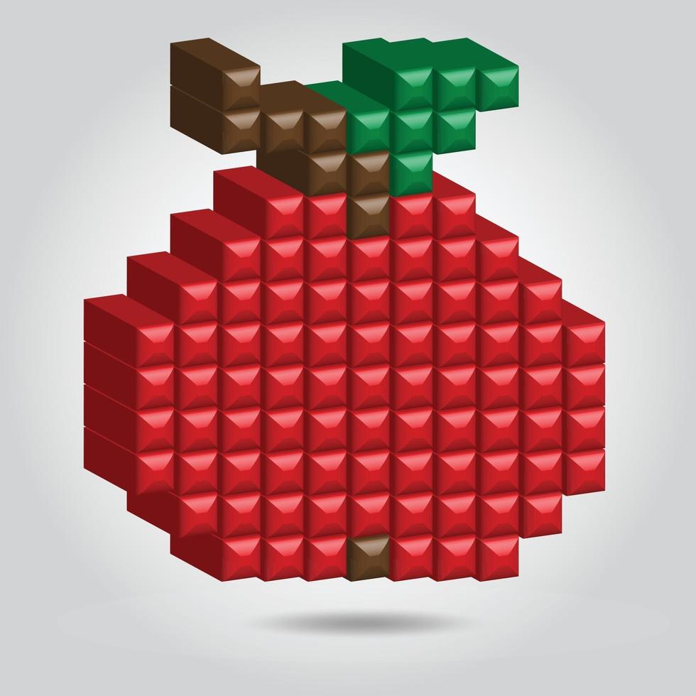 manzana roja en estilo pixel sobre fondo blanco vector