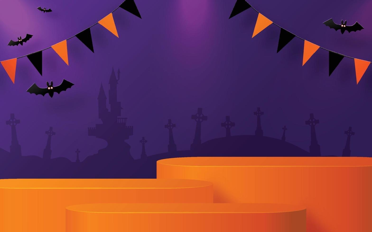 Halloween festival background design with 3d Podium vector