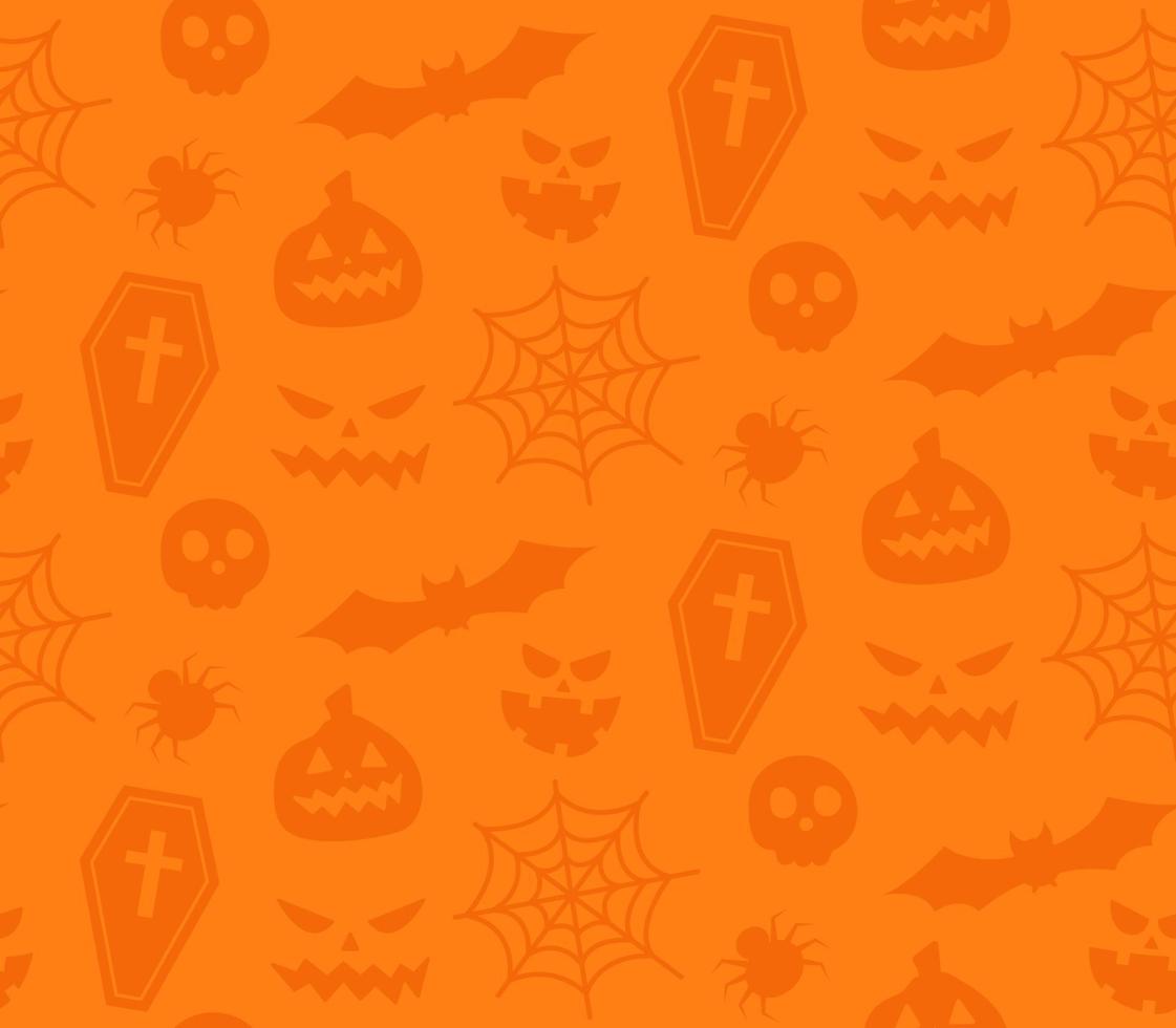 Seamless repeating pattern with Halloween symbols. silhouettes vector