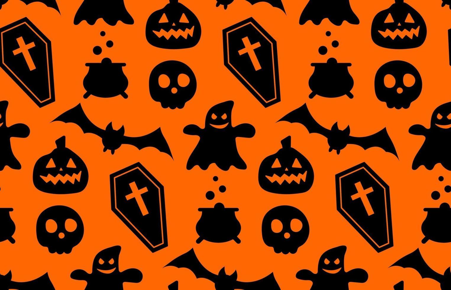 Seamless repeating pattern with Halloween symbols. silhouettes vector