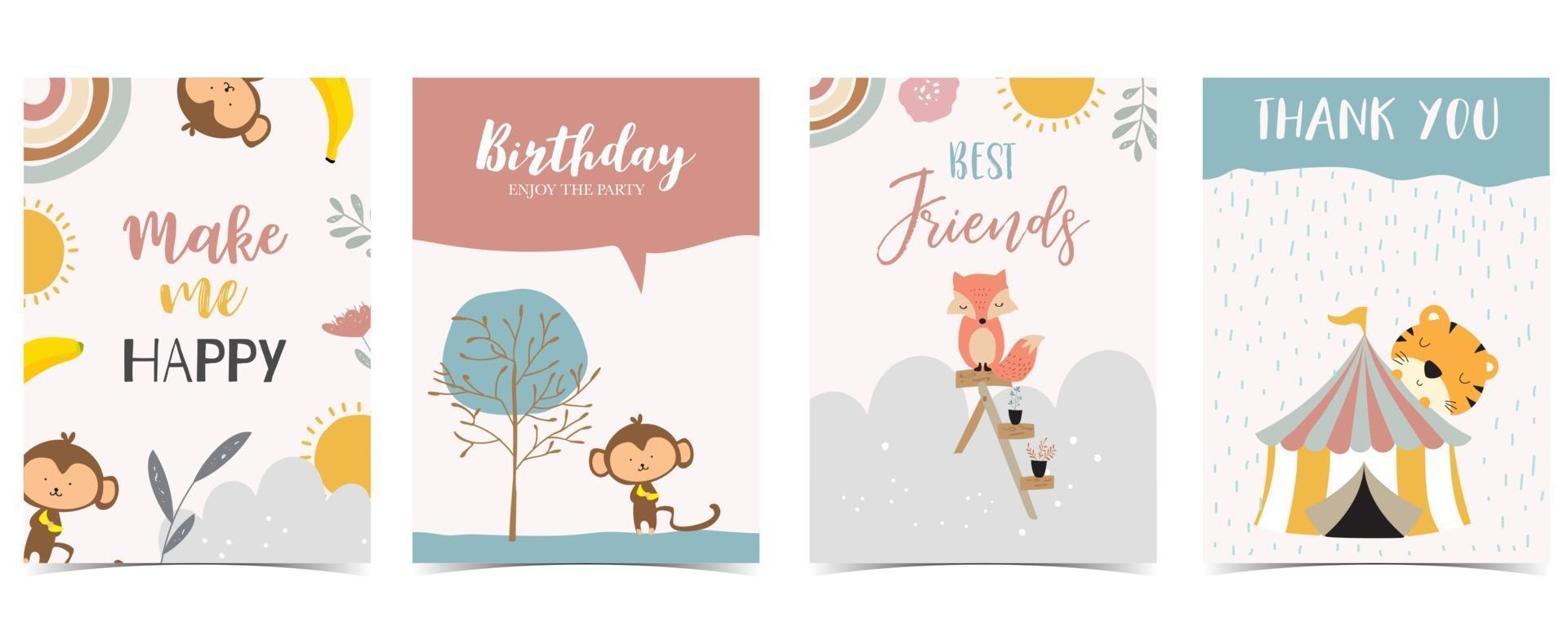 colección de postales para niños con oso vector