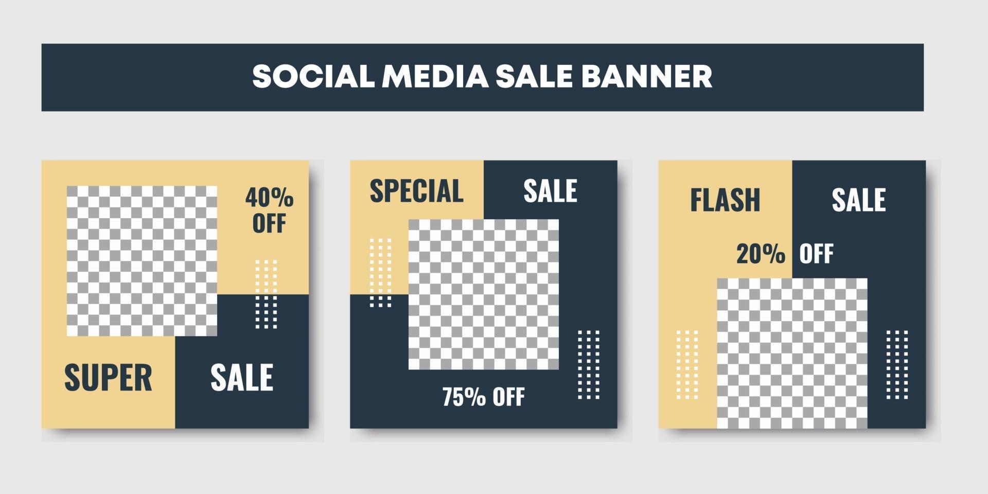 sale social media post design templates set with Fashion sale banner vector