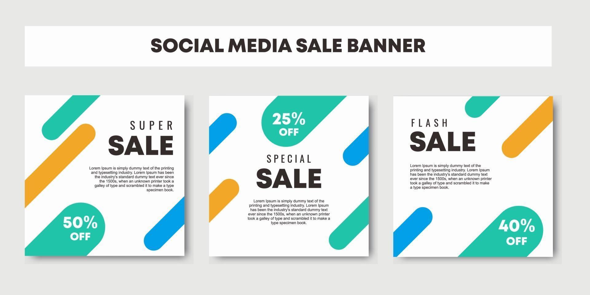 sale social media post design templates vector set, backgrounds