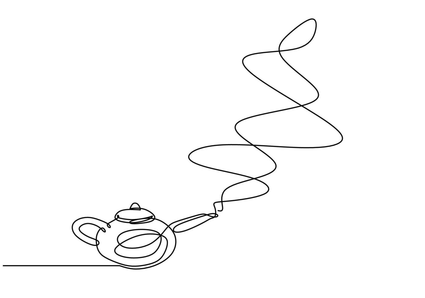 Continuous single line of Aladdin teapot with smoke coming out vector