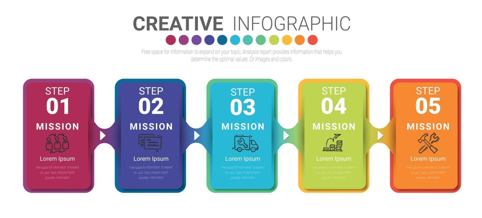 Presentation template with numbers 5 option vector