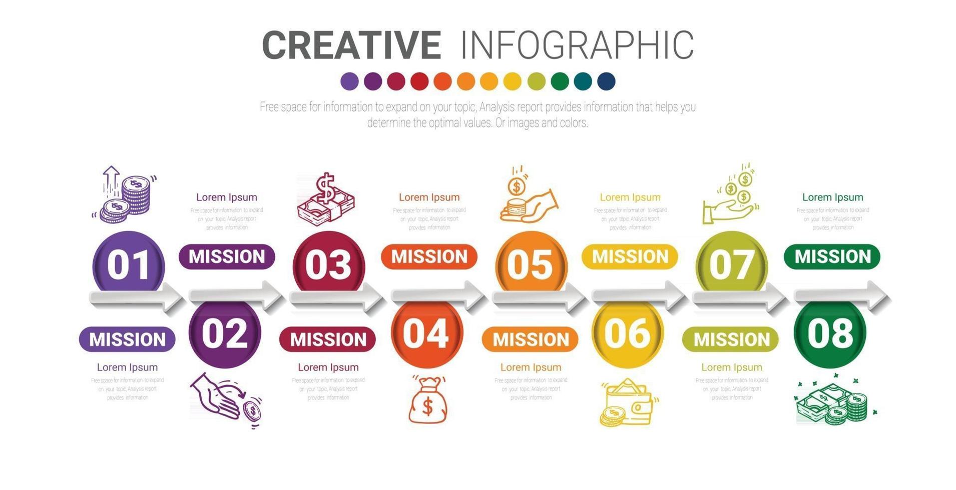 Infographic design template with numbers 8 option vector