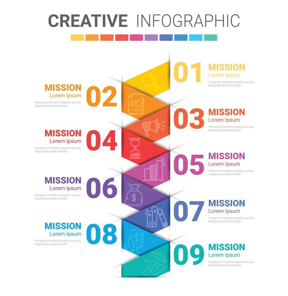 Infographic design template with 9 options vector