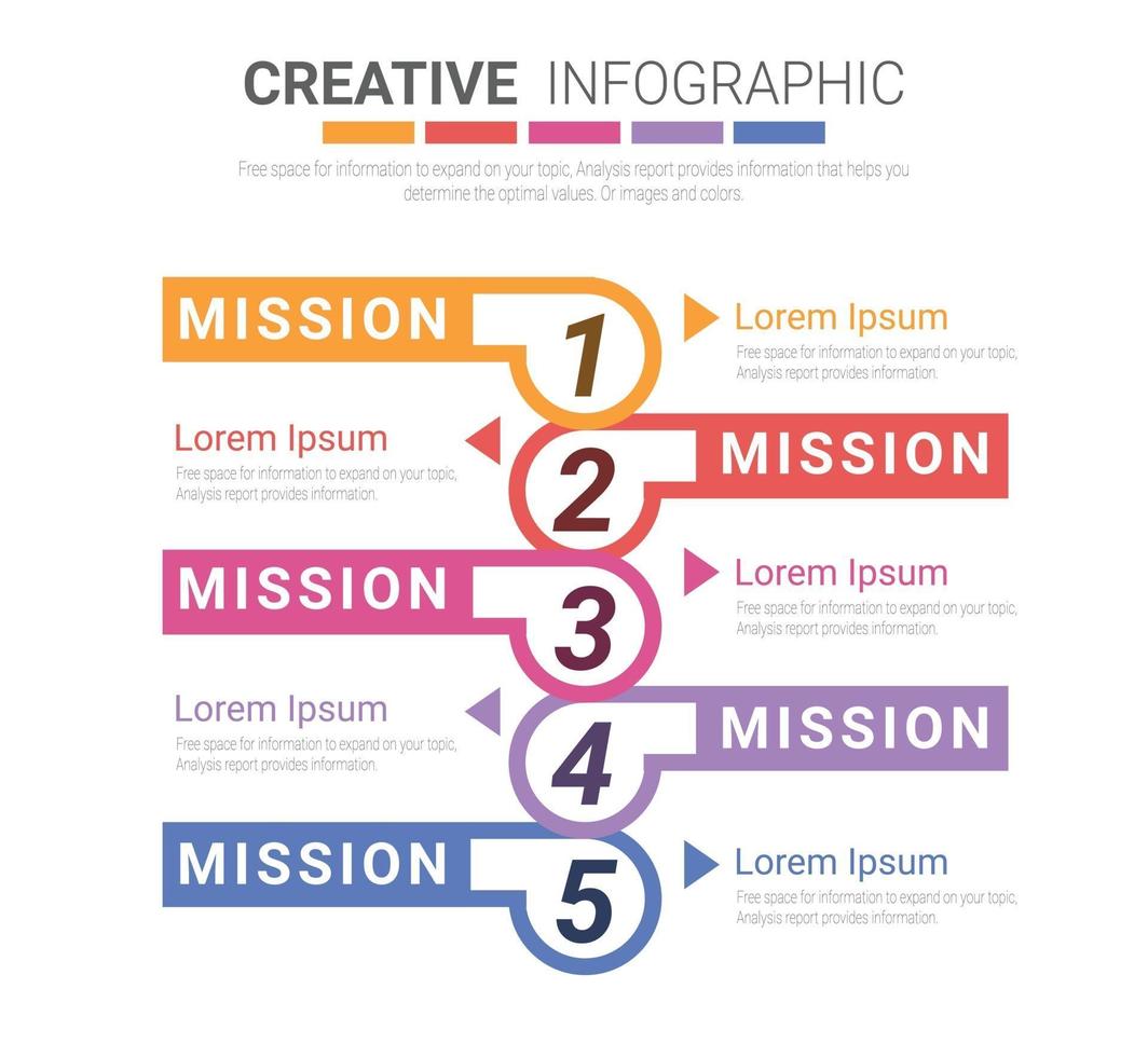 Infographic design template with numbers 5 option vector
