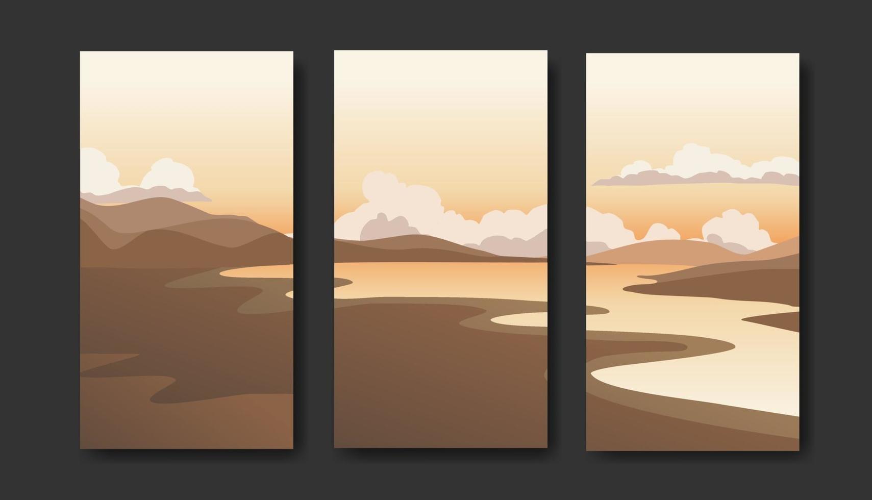 Landscapes vector set, flat style. Natural wallpapers 3429238 Vector Art at  Vecteezy