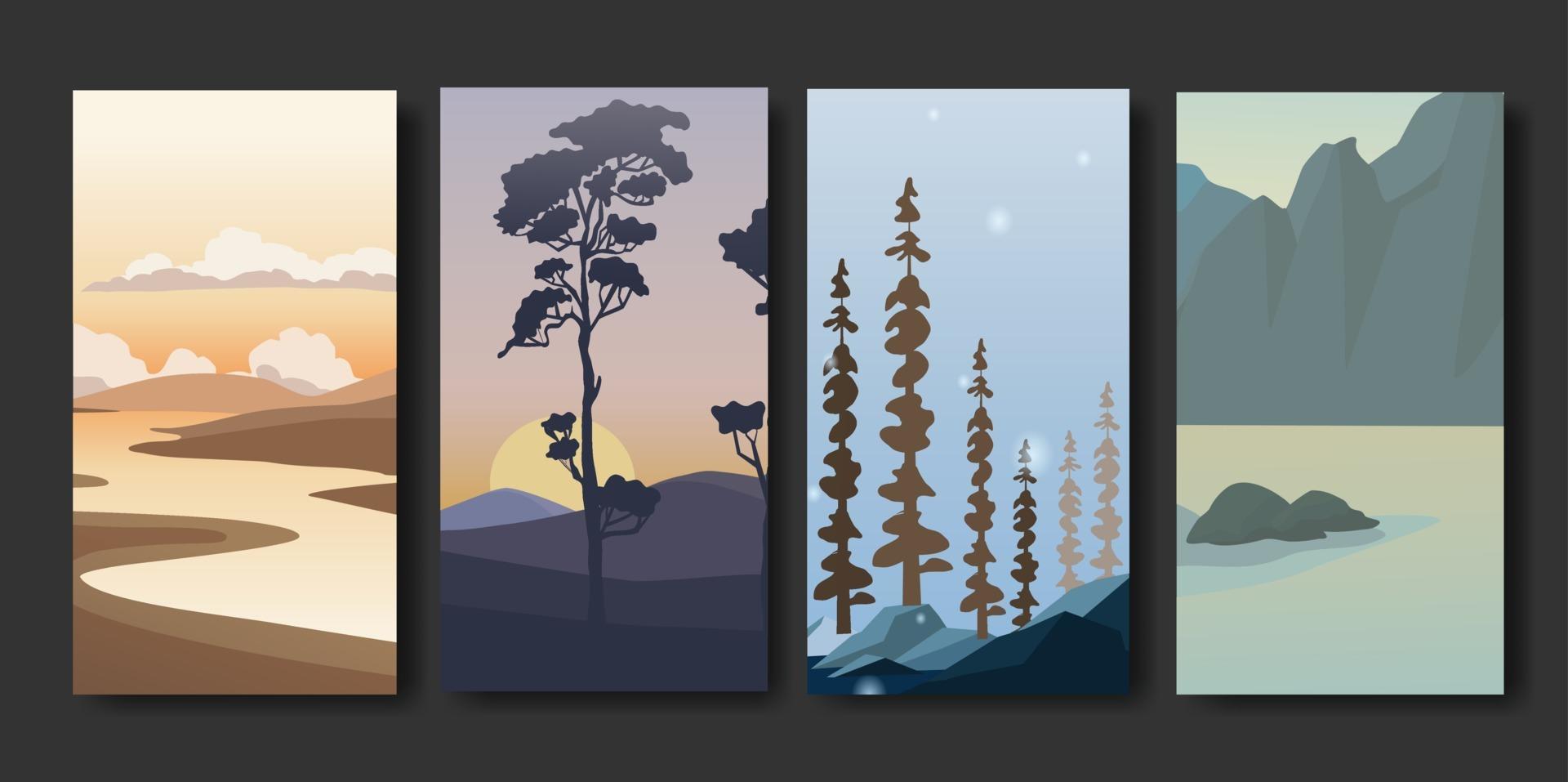 Set of minimalist landscape abstract vector