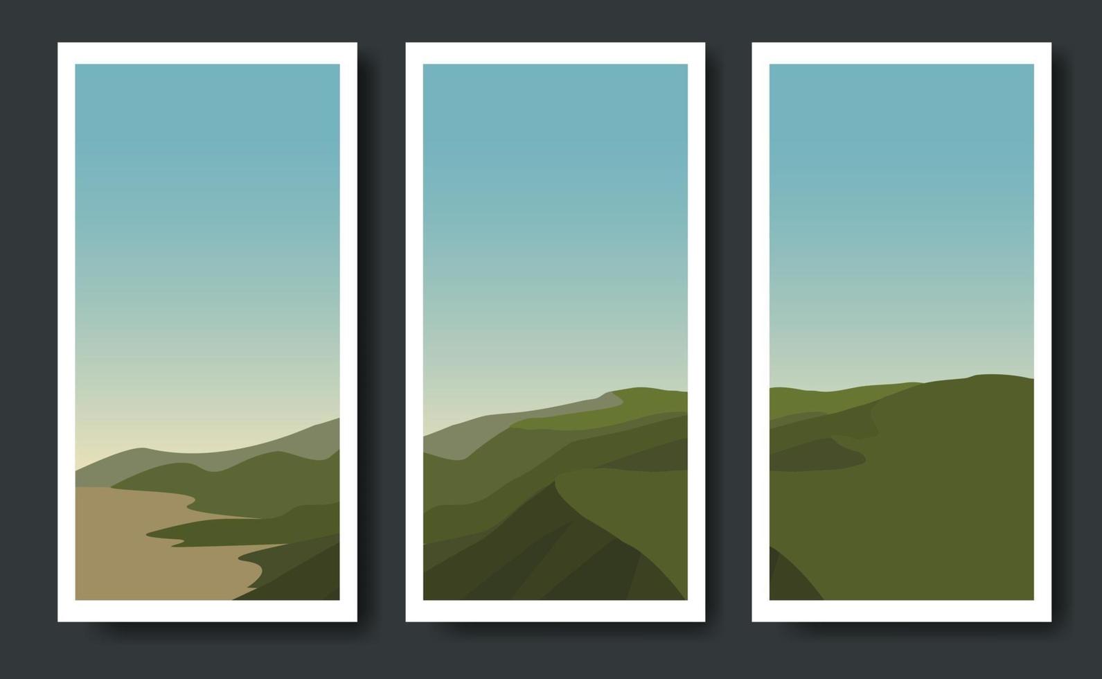 Set of minimalist landscape abstract contemporary collages vector